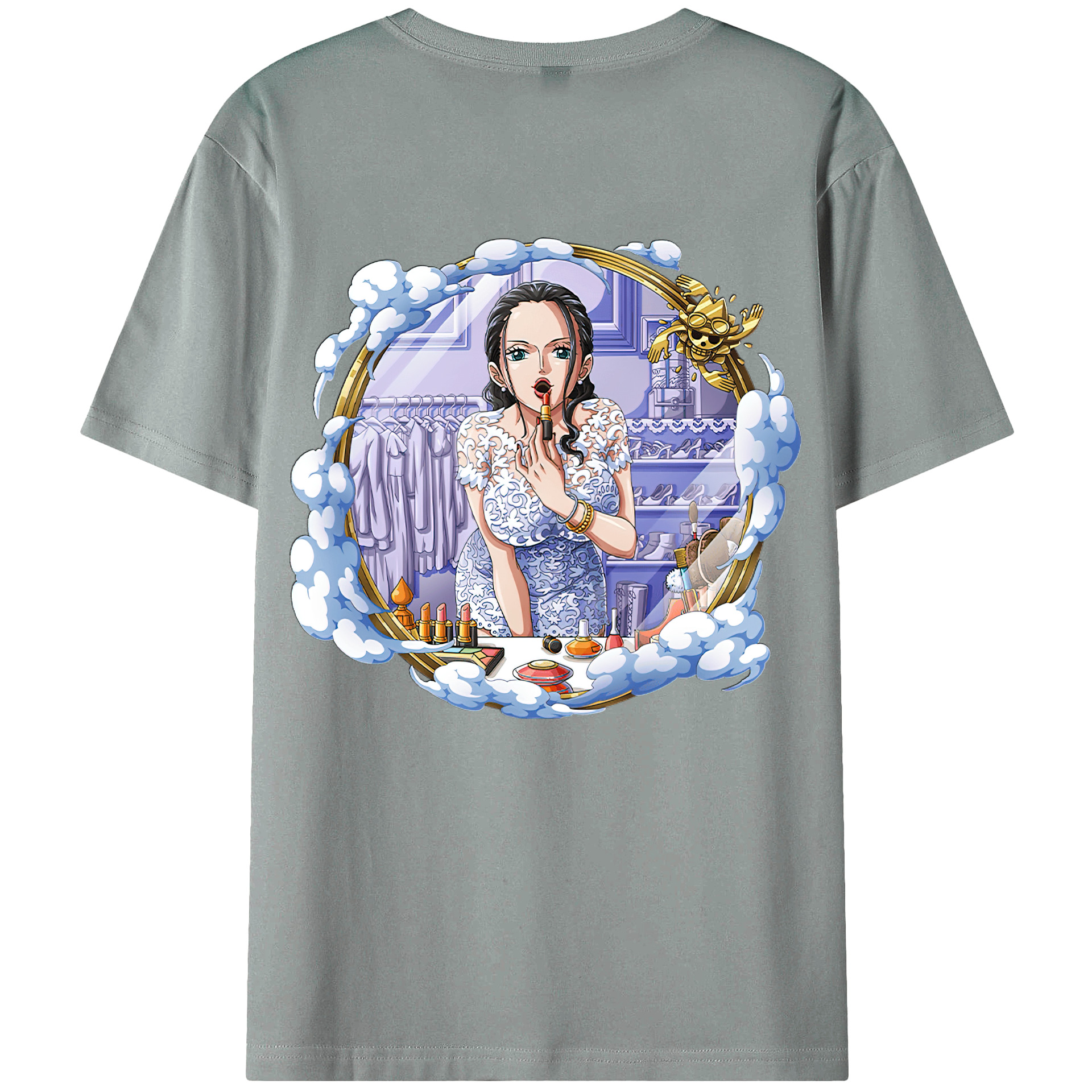 ワンピース ニコ・ロビン ONE PIECE Nico Robin 綿100％ メンズ半袖Tシャツ（バックプリント） 通気性
